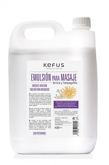 Crema Emulsión para masaje profesional árnica y harpagofito Kefus 5000 ml