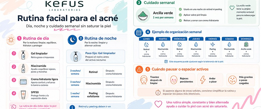 Facial routine for acne: day and night guide with natural cosmetics